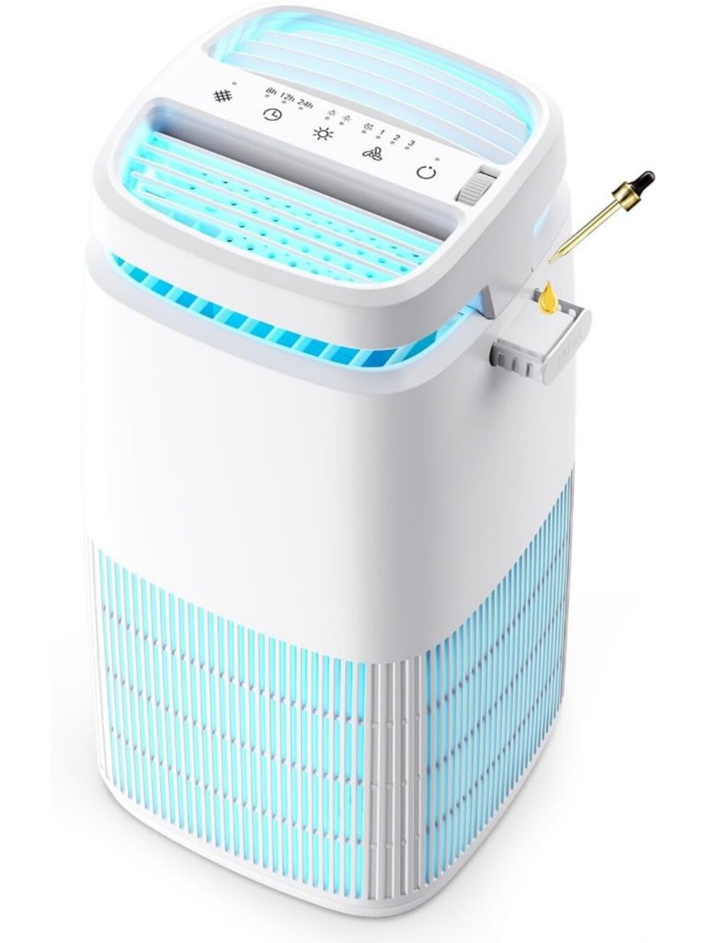 Air Purifier for Home with Negative Ion & UV Light, HEPA Filter, White Design
